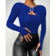 Women' S Long Sleeve Chest Cleavage Accessory Detailed Viscose Blouse, 12603 Women' S Long Sleeve Chest Cleavage Accessory Detailed Viscose Blouse, 12603
