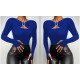 Women' S Long Sleeve Chest Cleavage Accessory Detailed Viscose Blouse, 12603 Women' S Long Sleeve Chest Cleavage Accessory Detailed Viscose Blouse, 12603