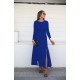 Women' S Long Sleeve Light Bateau Neck Backless Slit Detailed Viscose Full Length Dress, 12386 Women' S Long Sleeve Light Bateau Neck Backless Slit Detailed Viscose Full Length Dress, 12386