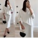 Women' S Long Sleeve Turtleneck Sweater And Side Slit Skirt Acrylic Two-piece Set, 12049 Women' S Long Sleeve Turtleneck Sweater And Side Slit Skirt Acrylic Two-piece Set, 12049