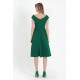 Kadın Kısa Kollu Kruvaze Yaka Eteği Volanlı Krep Elbise, 11878