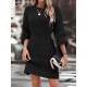Women' S Long Sleeve Crew Neck Balloon Sleeve Waist Elastic Detail Knitwear Mini Length Dress, 11577 Women' S Long Sleeve Crew Neck Balloon Sleeve Waist Elastic Detail Knitwear Mini Length Dress, 11577