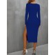 Women' S Long Sleeve Chest And Belly Cleavage Detail Sandy Midi Length Dress, 11515 Women' S Long Sleeve Chest And Belly Cleavage Detail Sandy Midi Length Dress, 11515
