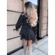 Women' S Long Sleeve Double Breasted Polka Dot Pattern Crepe Mini Dress, 11356 Women' S Long Sleeve Double Breasted Polka Dot Pattern Crepe Mini Dress, 11356