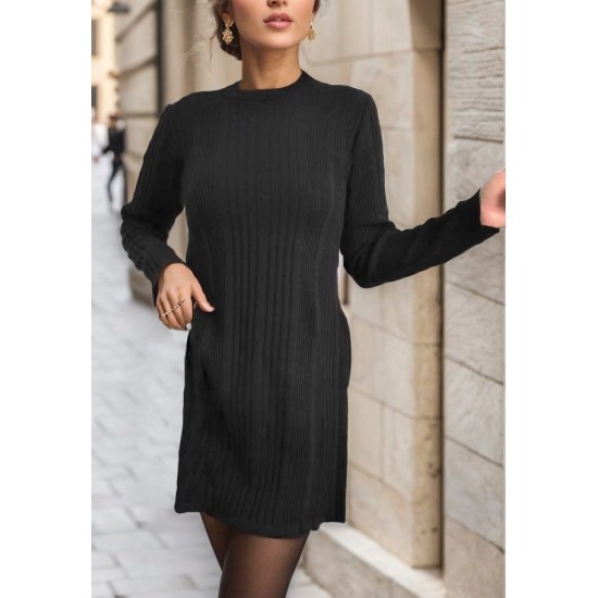 Women' S Long Sleeve Crew Neck Two Side Slit Detail Knit Blouse, 11187 Women' S Long Sleeve Crew Neck Two Side Slit Detail Knit Blouse, 11187