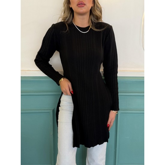 Women' S Long Sleeve Crew Neck Two Side Slit Detail Knit Blouse, 11187 Women' S Long Sleeve Crew Neck Two Side Slit Detail Knit Blouse, 11187