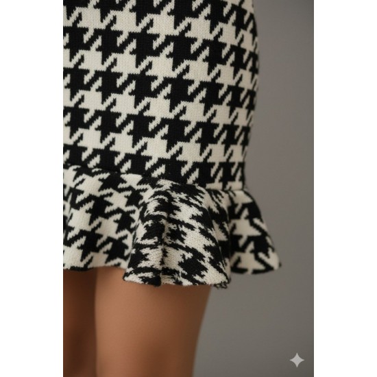 Kadın Uzun Kollu Kruvaze Yaka Kazayağı Mikro Mini Boy Elbise, 11151