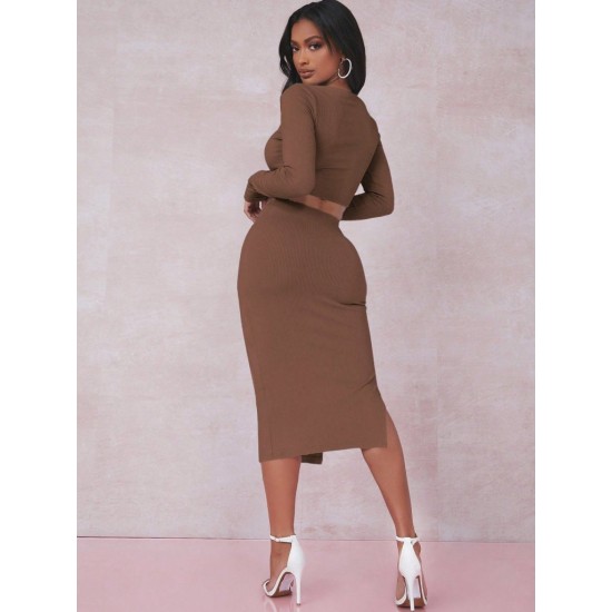 Women' S Long Sleeve Camisole Crop And Skirt Set , 10793 Women' S Long Sleeve Camisole Crop And Skirt Set , 10793