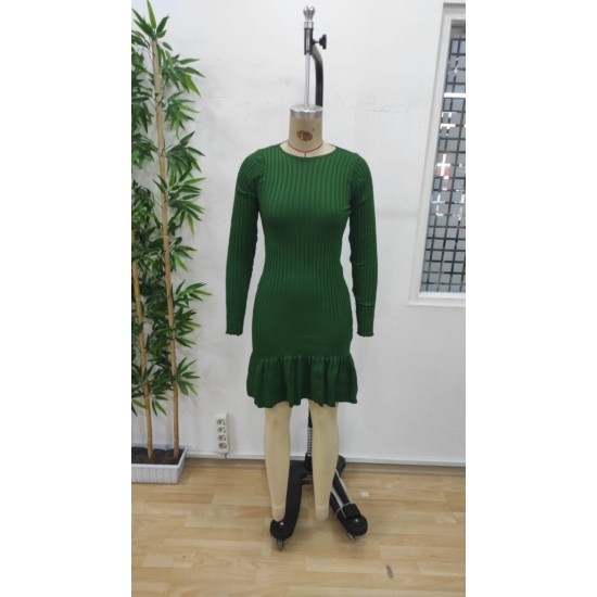 Kadın Bisiklet Yaka Uzun Kol Etek Ucu Fırfırlı Triko (polyenit) Mini Boy Elbise, 10107 Kadın Bisiklet Yaka Uzun Kol Etek Ucu Fırfırlı Triko (polyenit) Mini Boy Elbise, 10107