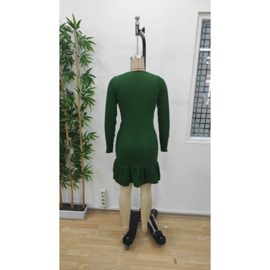 Kadın Bisiklet Yaka Uzun Kol Etek Ucu Fırfırlı Triko (polyenit) Mini Boy Elbise, 10107 Kadın Bisiklet Yaka Uzun Kol Etek Ucu Fırfırlı Triko (polyenit) Mini Boy Elbise, 10107