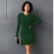 Kadın Bisiklet Yaka Uzun Kol Etek Ucu Fırfırlı Triko (polyenit) Mini Boy Elbise, 10107