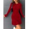 Kadın Bisiklet Yaka Uzun Kol Etek Ucu Fırfırlı Triko (polyenit) Mini Boy Elbise, 10106