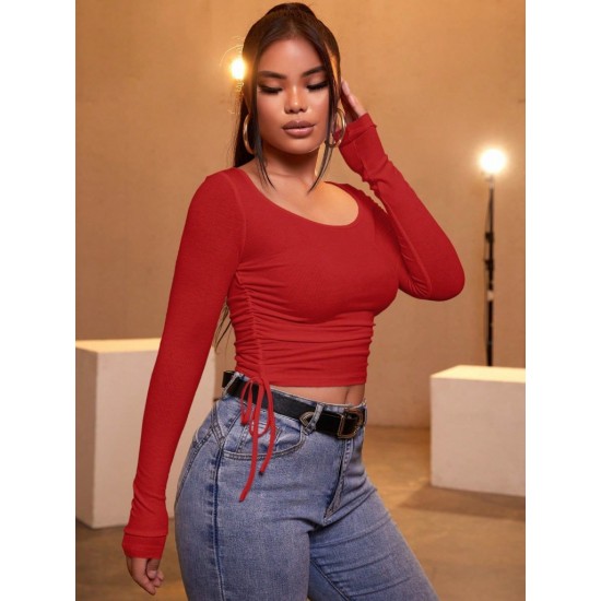 Kadın Uzun Kollu Yanlar Büzgü Detay Kaşkorse Crop, 9966 Kadın Uzun Kollu Yanlar Büzgü Detay Kaşkorse Crop, 9966