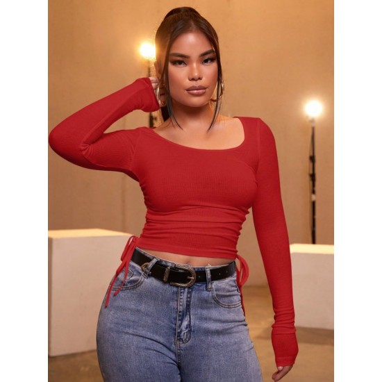 Kadın Uzun Kollu Yanlar Büzgü Detay Kaşkorse Crop, 9966 Kadın Uzun Kollu Yanlar Büzgü Detay Kaşkorse Crop, 9966