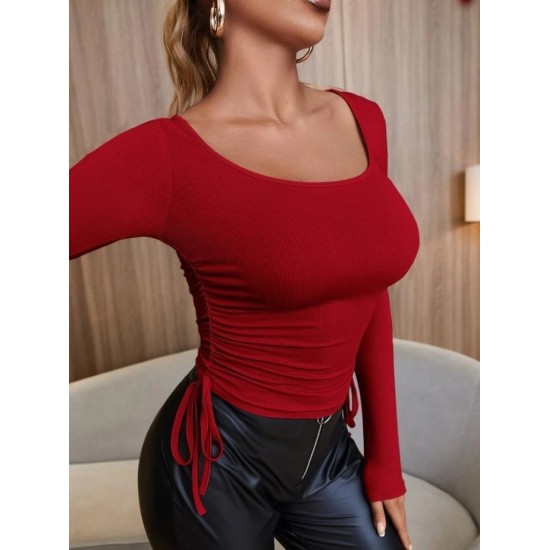 Kadın Uzun Kollu Yanlar Büzgü Detay Kaşkorse Crop, 9966 Kadın Uzun Kollu Yanlar Büzgü Detay Kaşkorse Crop, 9966