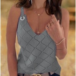 Kadın Halka Detay Baklava Desen Askılı Triko Bluz, 8738