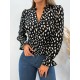 Kadın Uzun Kollu Baskılı Hakim Yaka Helen Kumaş Bluz, 7218