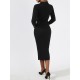 Women' S Black Knitted Long Dress , 5632 Women' S Black Knitted Long Dress , 5632