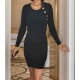 Kadın Siyah Uzun Kollu Düğmeli Kaşkorse Elbise , 5526