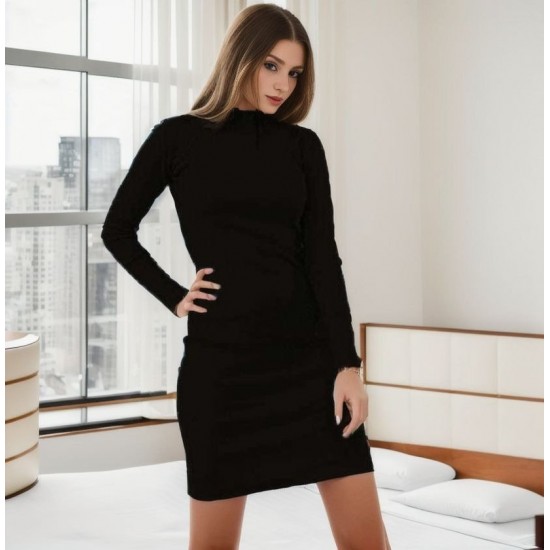 Women' S Black Plain Turtleneck Camisole Dress 1554, 4655 Women' S Black Plain Turtleneck Camisole Dress 1554, 4655