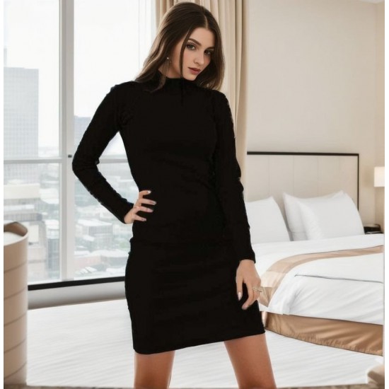 Women' S Black Plain Turtleneck Camisole Dress 1554, 4655 Women' S Black Plain Turtleneck Camisole Dress 1554, 4655