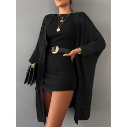 Kadın Oversize Kalıp Cep Detay Salaş Triko Hırka, 10157