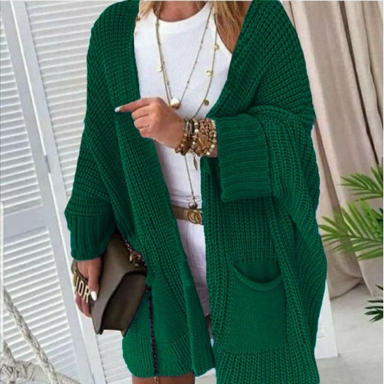 Oversize Kalıp Cepli Salaş Triko Hırka, 6419 Oversize Kalıp Cepli Salaş Triko Hırka, 6419