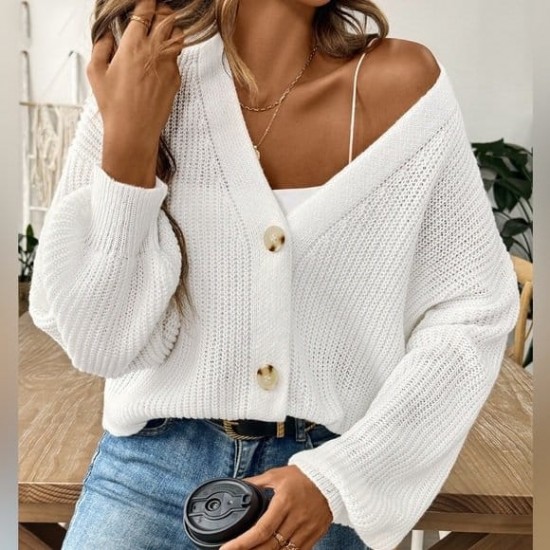 Button Detail Knit Blouse, 4185