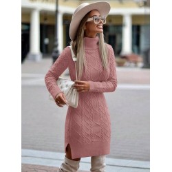 Loren Yünlü Motifli Midi Boy Triko Elbise, 10957