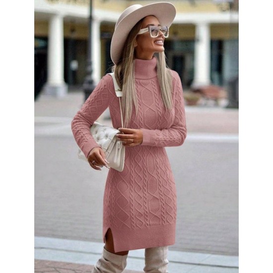 Loren Yünlü Motifli Midi Boy Triko Elbise, 10957