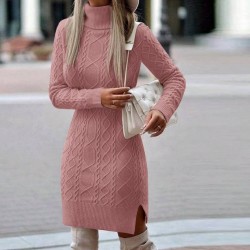 Loren Yünlü Motifli Midi Boy Triko Elbise, 10957