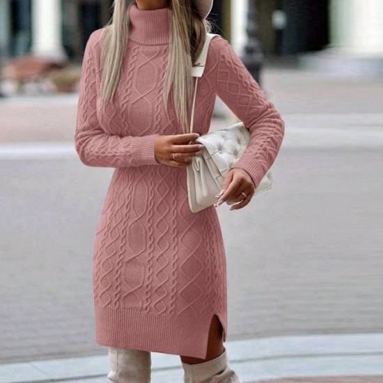 Loren Yünlü Motifli Midi Boy Triko Elbise, 10957