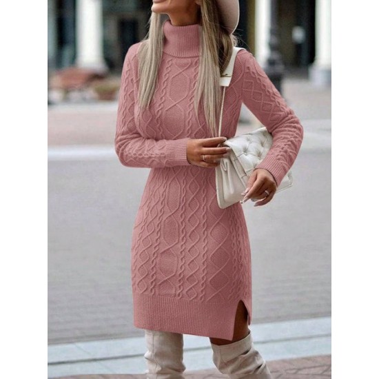 Loren Yünlü Motifli Midi Boy Triko Elbise, 10957