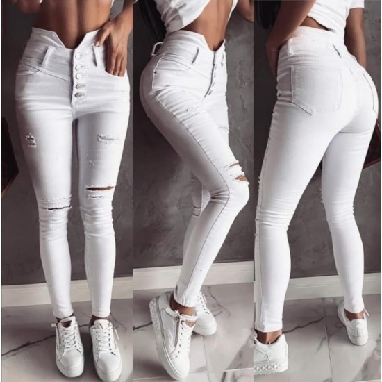 5 Düğmeli V Detay Bel Yırtık Kot Pantolon, 5031 5 Düğmeli V Detay Bel Yırtık Kot Pantolon, 5031