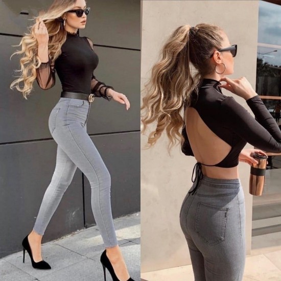 Likralı Yüksek Bel Jean Pantolon, 5671 Likralı Yüksek Bel Jean Pantolon, 5671