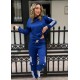 Women' S Long Sleeve White Stripe Detail Cargo Pocket Two Thread Two Piece Suit , 13740 Women' S Long Sleeve White Stripe Detail Cargo Pocket Two Thread Two Piece Suit , 13740