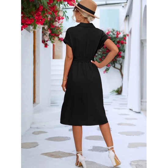 Women' S Short Sleeve Waist Belted Aerobic Mini Dress , 14546 Women' S Short Sleeve Waist Belted Aerobic Mini Dress , 14546