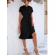 Women' S Short Sleeve Waist Belted Aerobic Mini Dress , 14546 Women' S Short Sleeve Waist Belted Aerobic Mini Dress , 14546