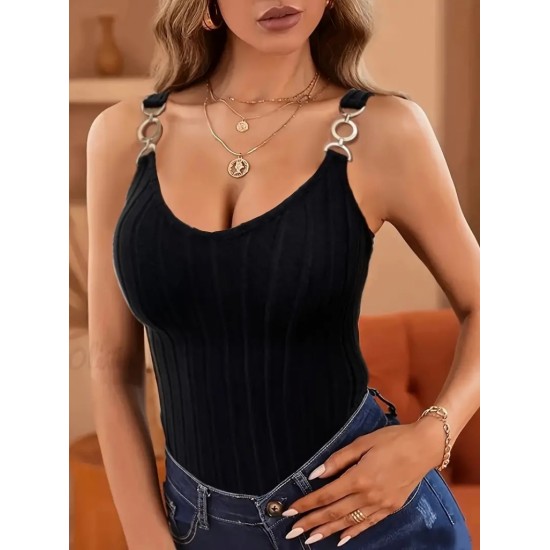 Women' S Sleeveless, Chain-strapped, Camisole Blouse Without Sardon, 14591 Women' S Sleeveless, Chain-strapped, Camisole Blouse Without Sardon, 14591