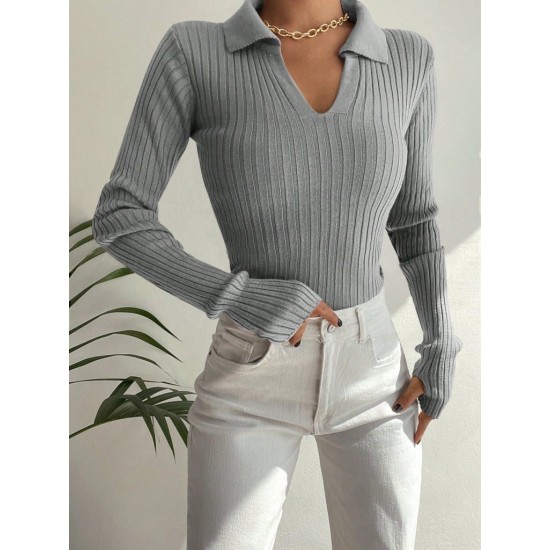 Women' S Polo Collar Finger Detail Knitwear Blouse 2047, 10894 Women' S Polo Collar Finger Detail Knitwear Blouse 2047, 10894