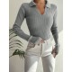 Women' S Polo Collar Finger Detail Knitwear Blouse 2047, 10894 Women' S Polo Collar Finger Detail Knitwear Blouse 2047, 10894