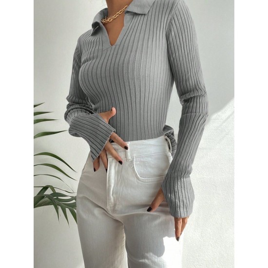 Women' S Polo Collar Finger Detail Knitwear Blouse 2047, 10894 Women' S Polo Collar Finger Detail Knitwear Blouse 2047, 10894
