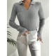 Women' S Polo Collar Finger Detail Knitwear Blouse 2047, 10894 Women' S Polo Collar Finger Detail Knitwear Blouse 2047, 10894