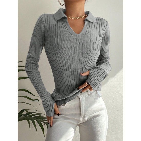 Women' S Polo Collar Finger Detail Knitwear Blouse 2047, 10894 Women' S Polo Collar Finger Detail Knitwear Blouse 2047, 10894