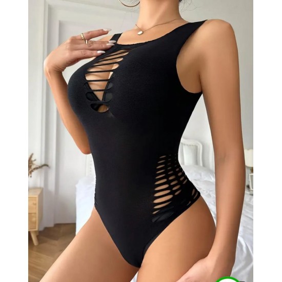 Women' S Zero Sleeve Chest, Back And Sides Cutout Detail Snap Viscose Bodysuit , 15063 Women' S Zero Sleeve Chest, Back And Sides Cutout Detail Snap Viscose Bodysuit , 15063
