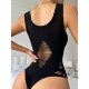 Women' S Zero Sleeve Chest, Back And Sides Cutout Detail Snap Viscose Bodysuit , 15063 Women' S Zero Sleeve Chest, Back And Sides Cutout Detail Snap Viscose Bodysuit , 15063