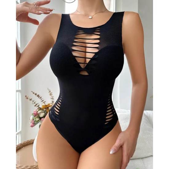 Women' S Zero Sleeve Chest, Back And Sides Cutout Detail Snap Viscose Bodysuit , 15063 Women' S Zero Sleeve Chest, Back And Sides Cutout Detail Snap Viscose Bodysuit , 15063
