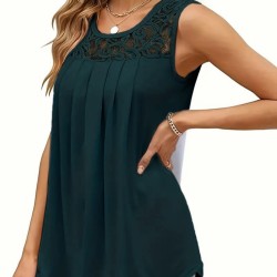 Kadın Kolsuz Bisiklet Yaka Dantelli Viskon Bluz , 15111 Kadın Kolsuz Bisiklet Yaka Dantelli Viskon Bluz , 15111