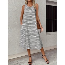 Kadın Kolsuz Bisiklet Yaka Midi Boy Sandy Elbise, 15124 Kadın Kolsuz Bisiklet Yaka Midi Boy Sandy Elbise, 15124