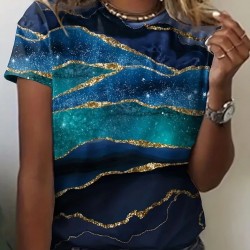 Kadın Kısa Kollu Bisiklet Yaka Mavili Sim Baskılı Sandy Bluz , 15291 Kadın Kısa Kollu Bisiklet Yaka Mavili Sim Baskılı Sandy Bluz , 15291